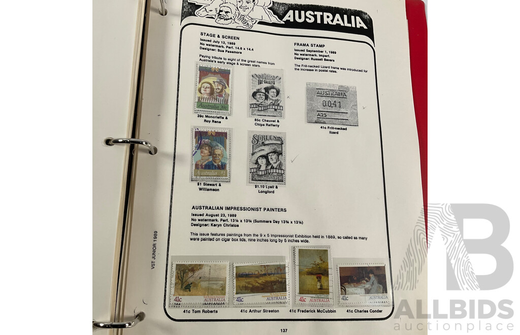 Australian VST Album of Cancelled Stamps Spanning 1987 to 1989