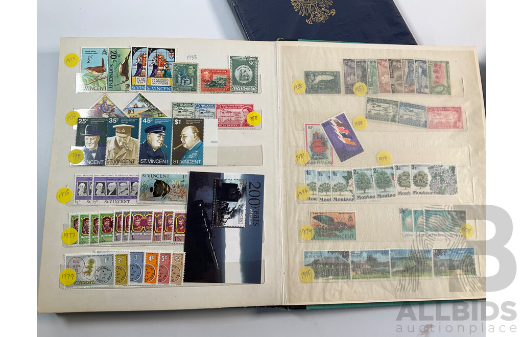 Four Albums of International Mint and Cancelled Stamps Including Switzerland Examples Spanning 1908 to 1980's, Gibraltar, St Vincent, Vietnam, Poland