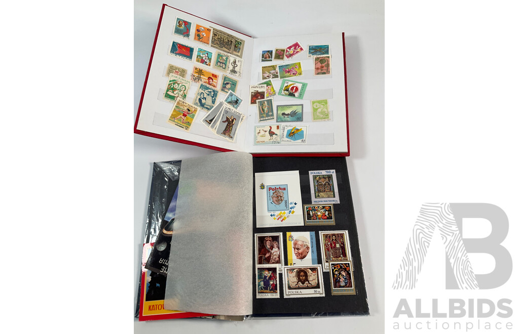 Four Albums of International Mint and Cancelled Stamps Including Switzerland Examples Spanning 1908 to 1980's, Gibraltar, St Vincent, Vietnam, Poland