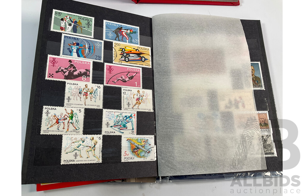 Four Albums of International Mint and Cancelled Stamps Including Switzerland Examples Spanning 1908 to 1980's, Gibraltar, St Vincent, Vietnam, Poland
