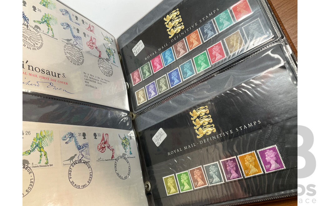 Albums of United Kingdom First Day Covers, 1991, 1992 Collector Packs, Penny Black Anniversary Set, Definitive Sets and More