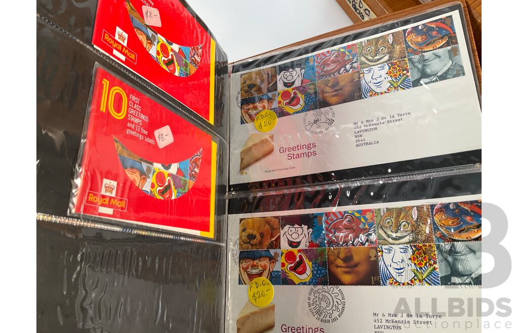 Albums of United Kingdom First Day Covers, 1991, 1992 Collector Packs, Penny Black Anniversary Set, Definitive Sets and More