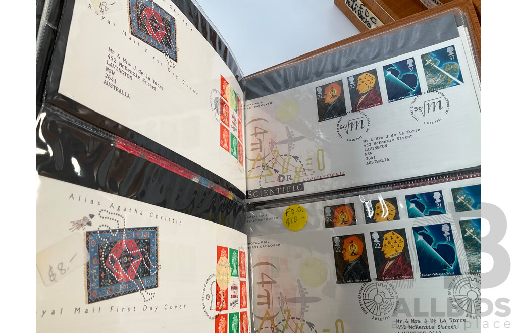 Albums of United Kingdom First Day Covers, 1991, 1992 Collector Packs, Penny Black Anniversary Set, Definitive Sets and More