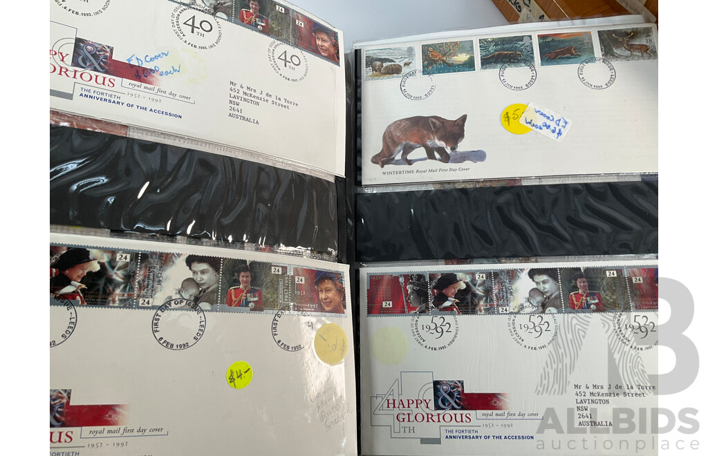 Albums of United Kingdom First Day Covers, 1991, 1992 Collector Packs, Penny Black Anniversary Set, Definitive Sets and More