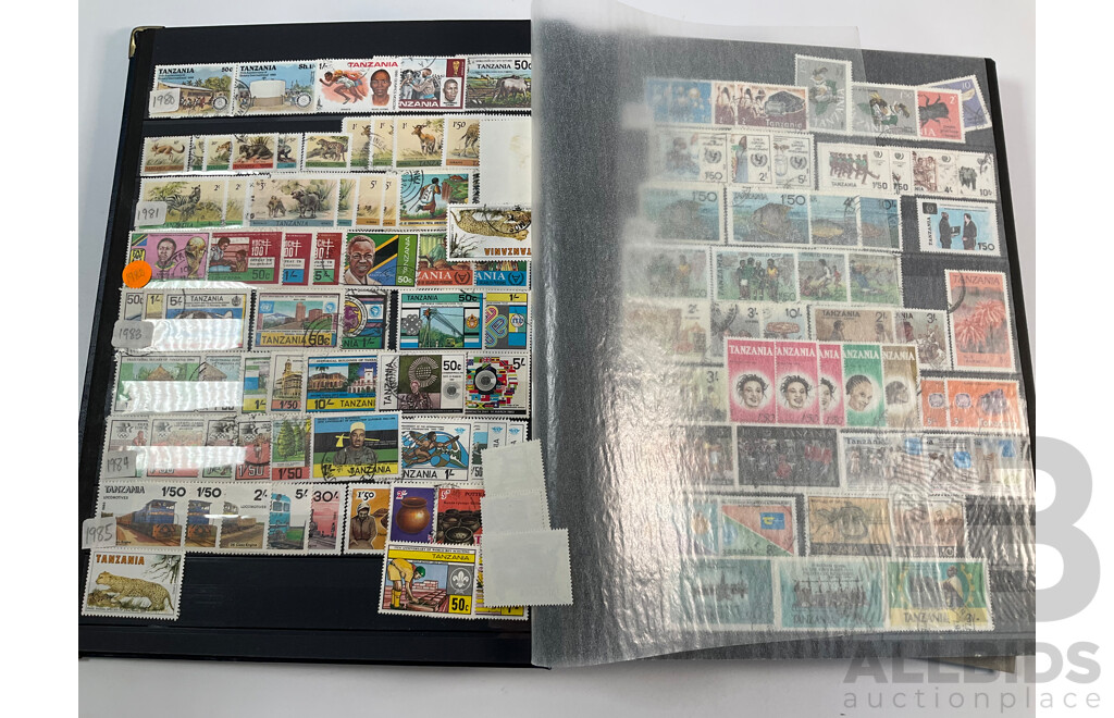 Albums of Commonwealth Mint and Cancelled Stamps Including Anguilla, Falkland Islands, Cayman Islands, Cyprus, Dominica, Kenya, Zambia, Uganda, Solomon Islands, Jamaica, Tanzania, Grenada
