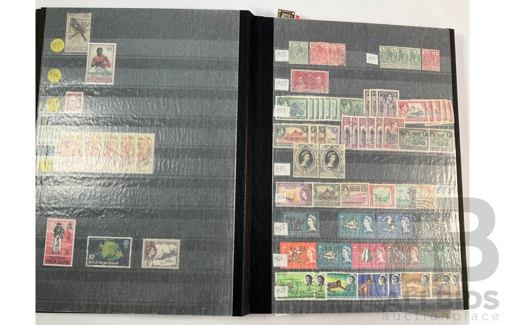 Albums of Commonwealth Mint and Cancelled Stamps Including Anguilla, Falkland Islands, Cayman Islands, Cyprus, Dominica, Kenya, Zambia, Uganda, Solomon Islands, Jamaica, Tanzania, Grenada