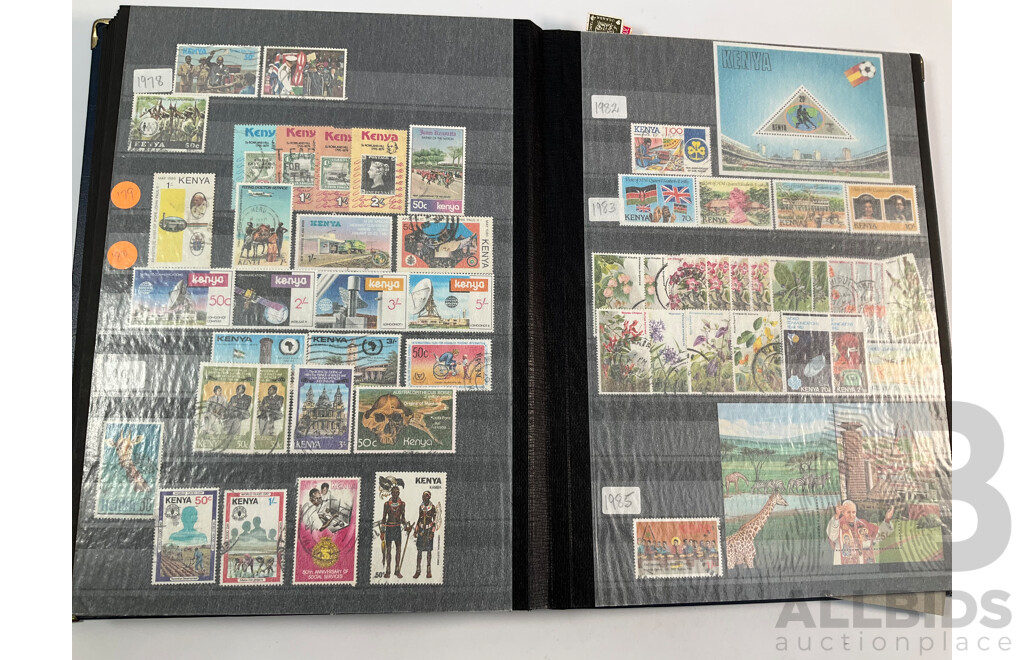 Albums of Commonwealth Mint and Cancelled Stamps Including Anguilla, Falkland Islands, Cayman Islands, Cyprus, Dominica, Kenya, Zambia, Uganda, Solomon Islands, Jamaica, Tanzania, Grenada