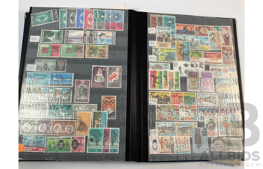 Albums of Commonwealth Mint and Cancelled Stamps Including Anguilla, Falkland Islands, Cayman Islands, Cyprus, Dominica, Kenya, Zambia, Uganda, Solomon Islands, Jamaica, Tanzania, Grenada