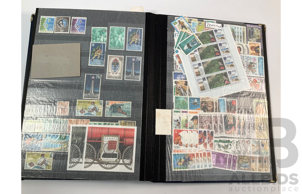Albums of Commonwealth Mint and Cancelled Stamps Including Anguilla, Falkland Islands, Cayman Islands, Cyprus, Dominica, Kenya, Zambia, Uganda, Solomon Islands, Jamaica, Tanzania, Grenada