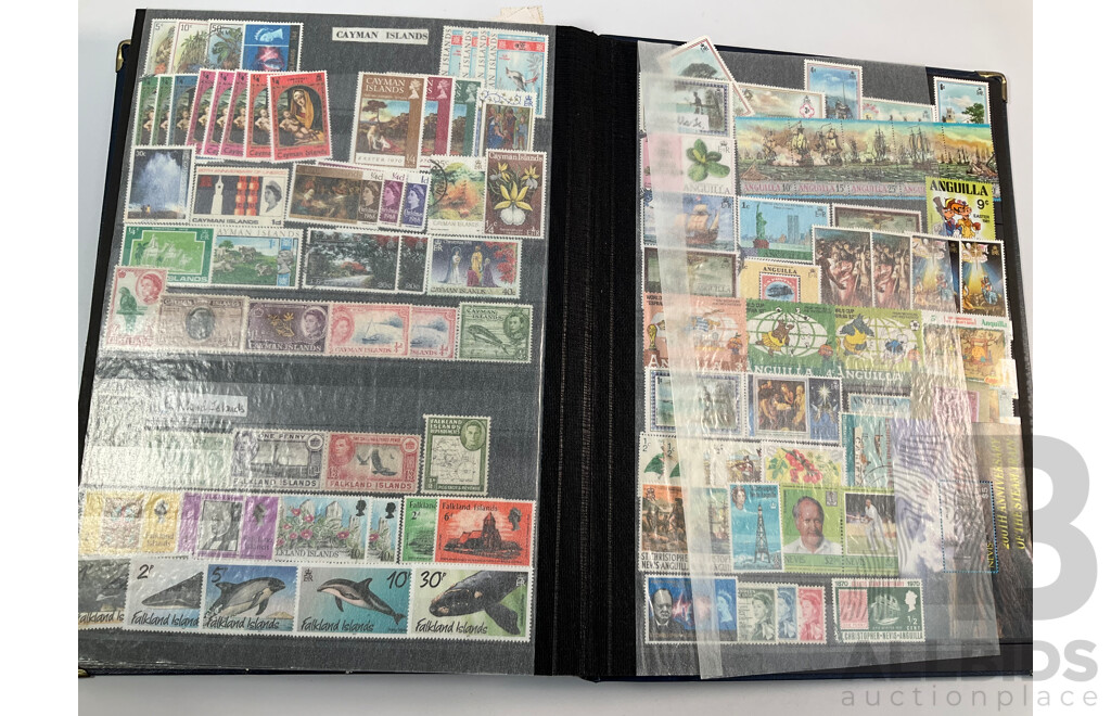 Albums of Commonwealth Mint and Cancelled Stamps Including Anguilla, Falkland Islands, Cayman Islands, Cyprus, Dominica, Kenya, Zambia, Uganda, Solomon Islands, Jamaica, Tanzania, Grenada