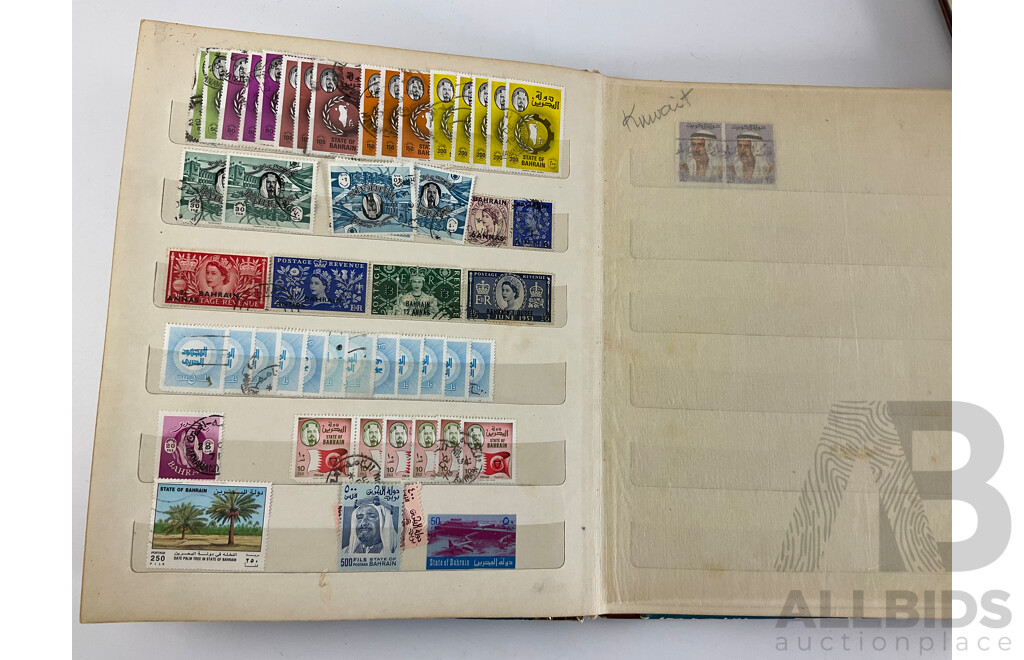 Three Albums of Vintage Stamps Including Bahrain, Kuwait, UAE, Bhutan, Pakistan, Palestine, San Marino, Over Prints, Mints