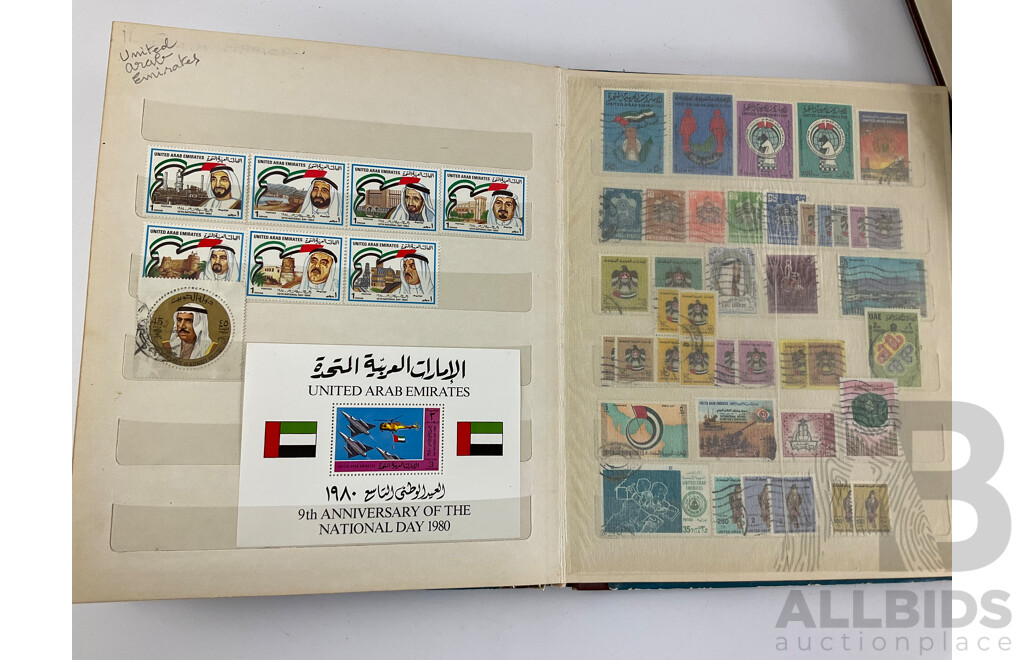 Three Albums of Vintage Stamps Including Bahrain, Kuwait, UAE, Bhutan, Pakistan, Palestine, San Marino, Over Prints, Mints