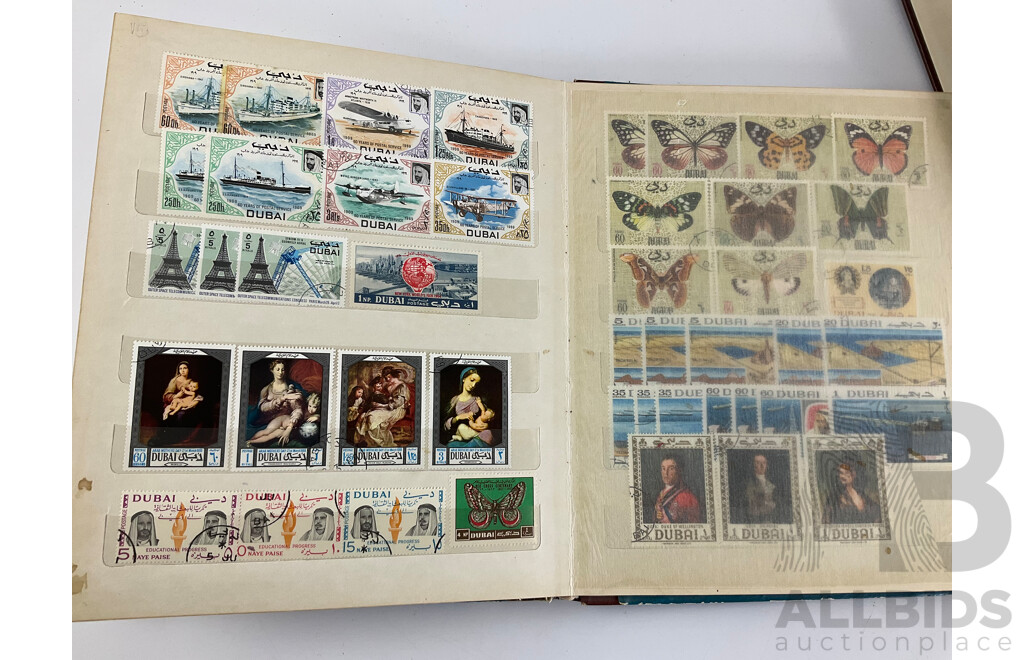 Three Albums of Vintage Stamps Including Bahrain, Kuwait, UAE, Bhutan, Pakistan, Palestine, San Marino, Over Prints, Mints