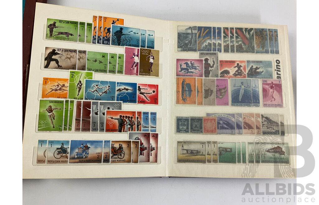 Three Albums of Vintage Stamps Including Bahrain, Kuwait, UAE, Bhutan, Pakistan, Palestine, San Marino, Over Prints, Mints
