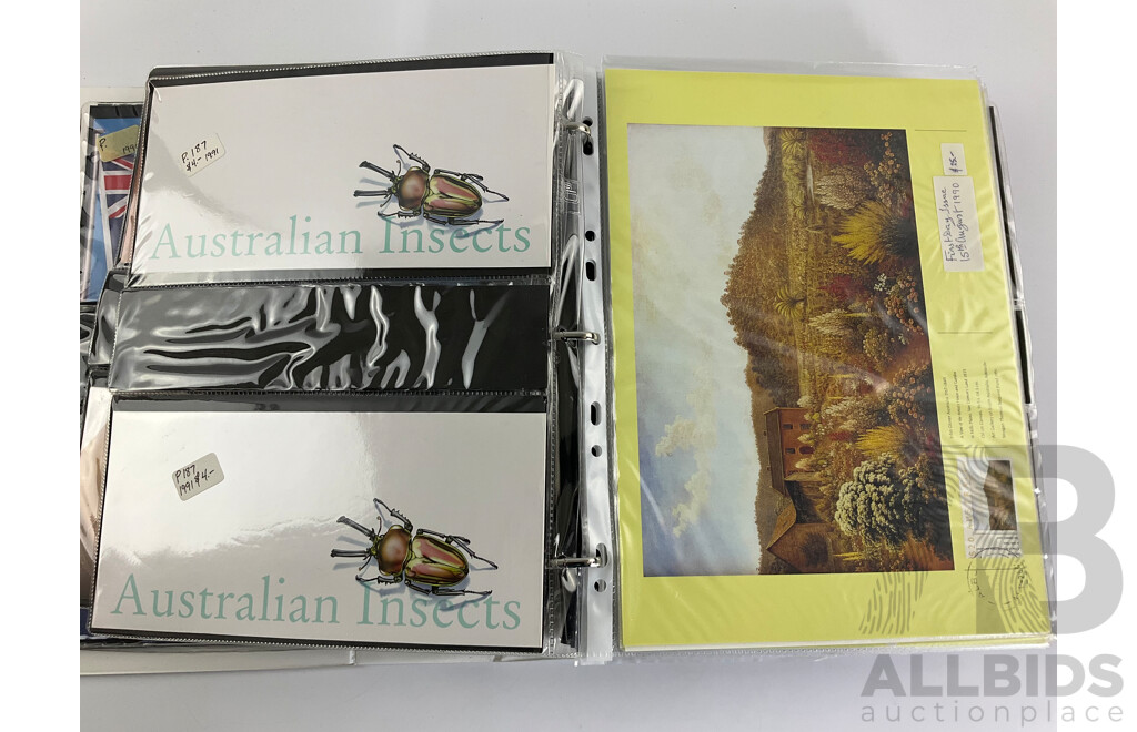Album of Australian Stamp Pack and Books, Examples Spanning 1988 to 1991 Mostly Doubles/Multiples, Bicentennial, Selected Issues, Living Together, Tall Ships