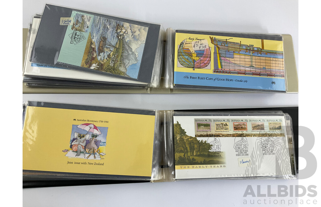 Two Albums of Australian 1987/88 Bicentennial Stamp Packs and First Day Covers