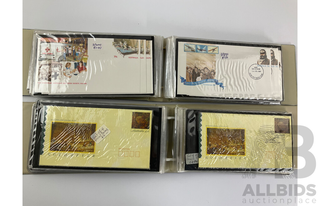 Two Albums of Australian 1989/90 First Day Covers, Many Multiples, Mints