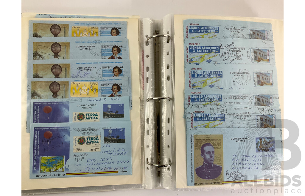 Album of Australian Special Covers, Spain Aerogrammes, Commonwealth Reply Coupons, Liberia, UK