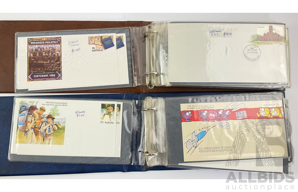 Two Albums of Australian 1987/88 First Day Covers Including Sets, Tall Ships, Organised Philately, SYDPEX 88, the Early Years