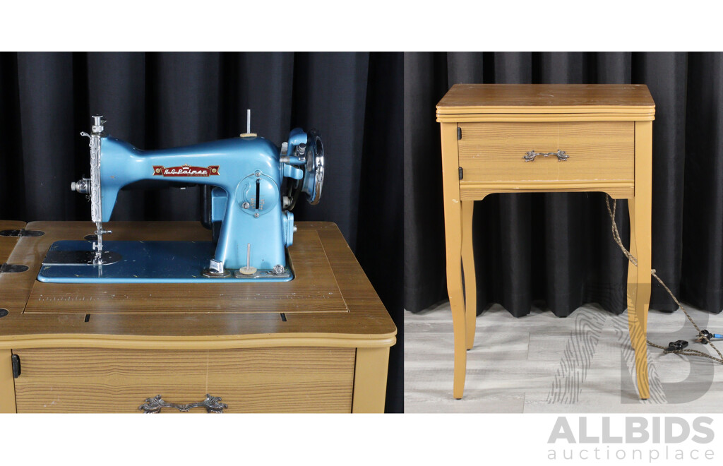 Timber Sewing Table with H.G Palmer Princess Sewing Machine