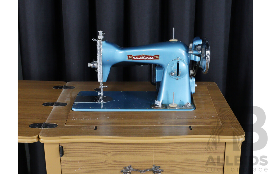 Timber Sewing Table with H.G Palmer Princess Sewing Machine