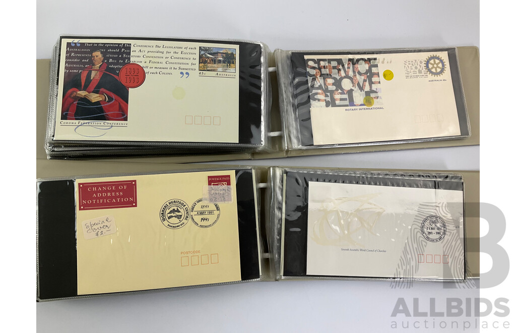 Two Albums of Australian 1991, 92, 93, 94, 95 First Day Covers Including Sets, First Flight Commemoratives, Desert Gold, Trans Australia Railway, Melbourne Zoo