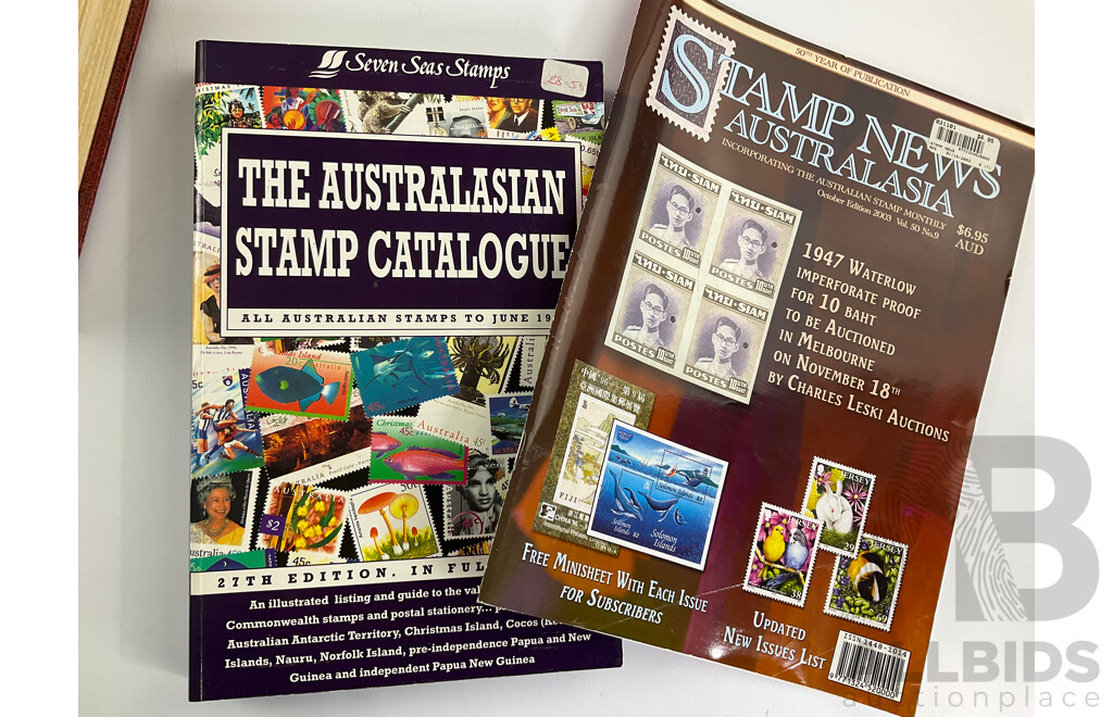 Album of Australian Predecimal Stamps Including Colonial State Stamps, 1911 First Philatelic Exhibition Souvenir Stamp, QV, KGV, KGVI, Kangaroo on Map, Perfins, Overprints with Seven Seas Australian Stamp Catalogue, Stamp New Australia
