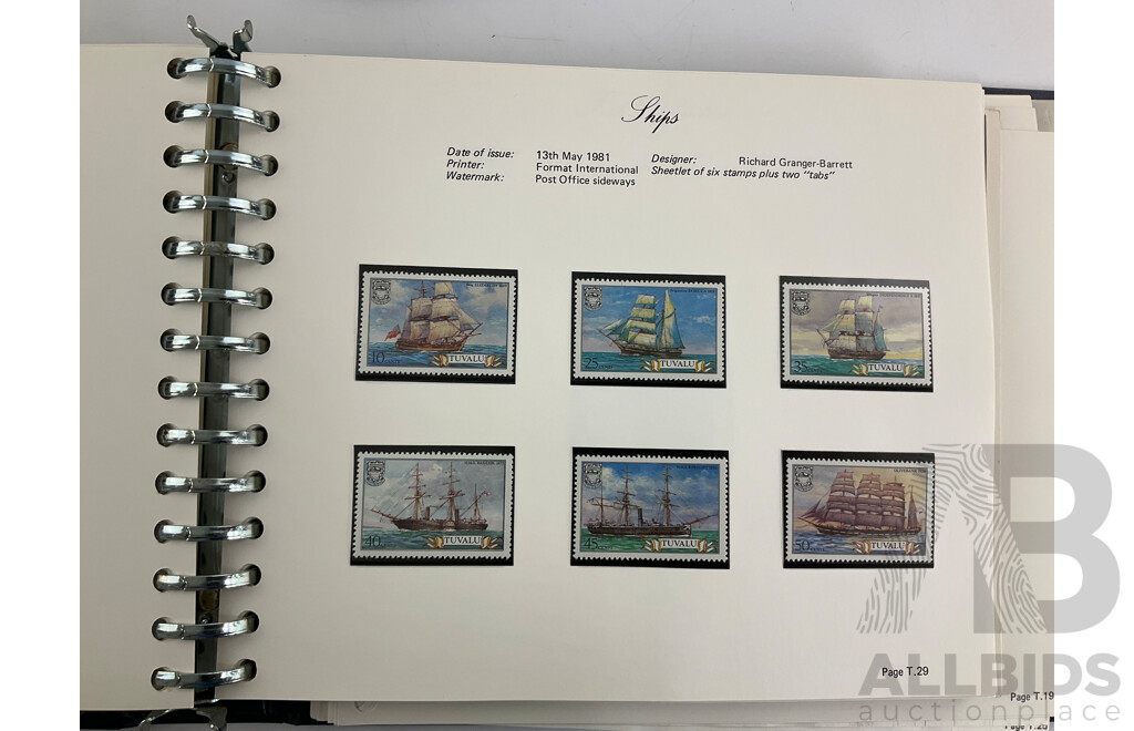 Three Albums of Tuvalu Stamp Sets, Examples Spanning 1976 to 1980's, Officials, Commemoratives with Album of Tuvalu Post Office Presentation Packs