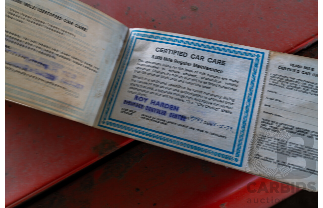 3/1972 Chrysler Valiant VH Charger 2d Coupe Hemi Orange 245ci 4.0L