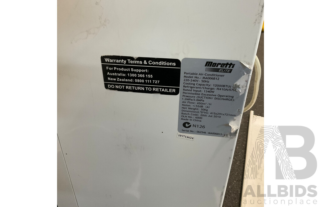 Moretti Elite Portable Air Conditioner MA006B12