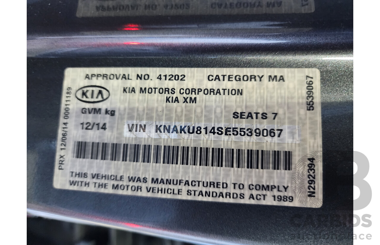 12/2014 Kia Sorento Platinum (4x4) XM MY14 4d Wagon Grey 2.2L