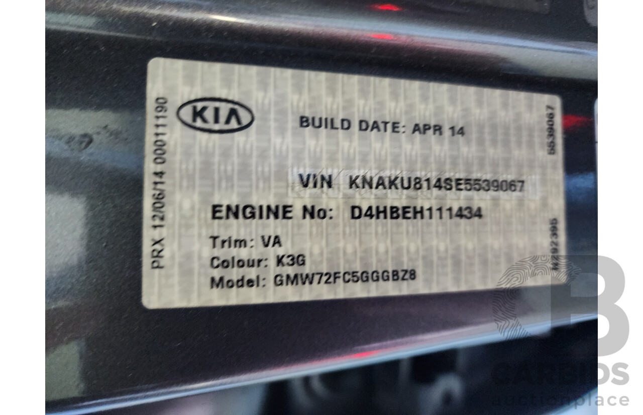 12/2014 Kia Sorento Platinum (4x4) XM MY14 4d Wagon Grey 2.2L