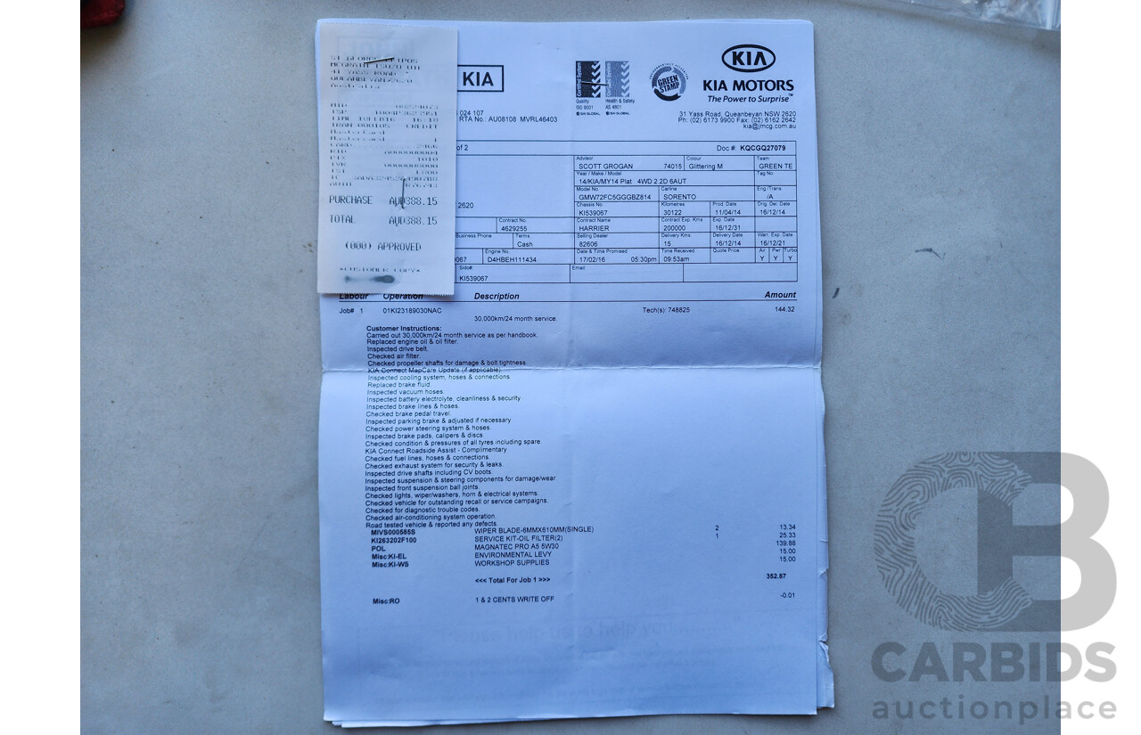12/2014 Kia Sorento Platinum (4x4) XM MY14 4d Wagon Grey 2.2L