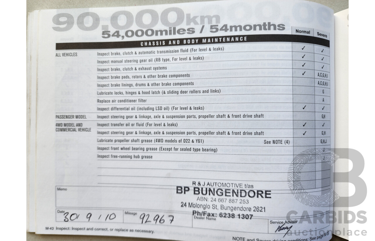 11/2007 Nissan Navara ST-X (4x4) D40 Dual Cab P/Up White 2.5L