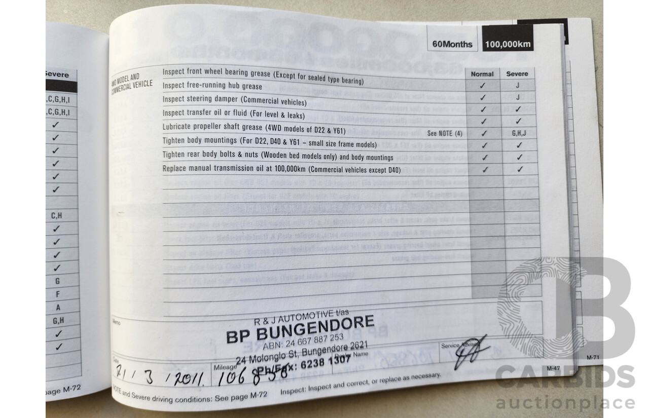 11/2007 Nissan Navara ST-X (4x4) D40 Dual Cab P/Up White 2.5L