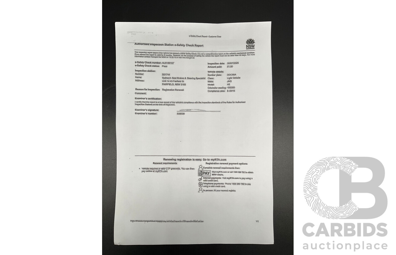 8/2015 Jaguar XE 20d R-Sport 4d Sedan Glacier White Metallic Turbo Diesel 2.0L