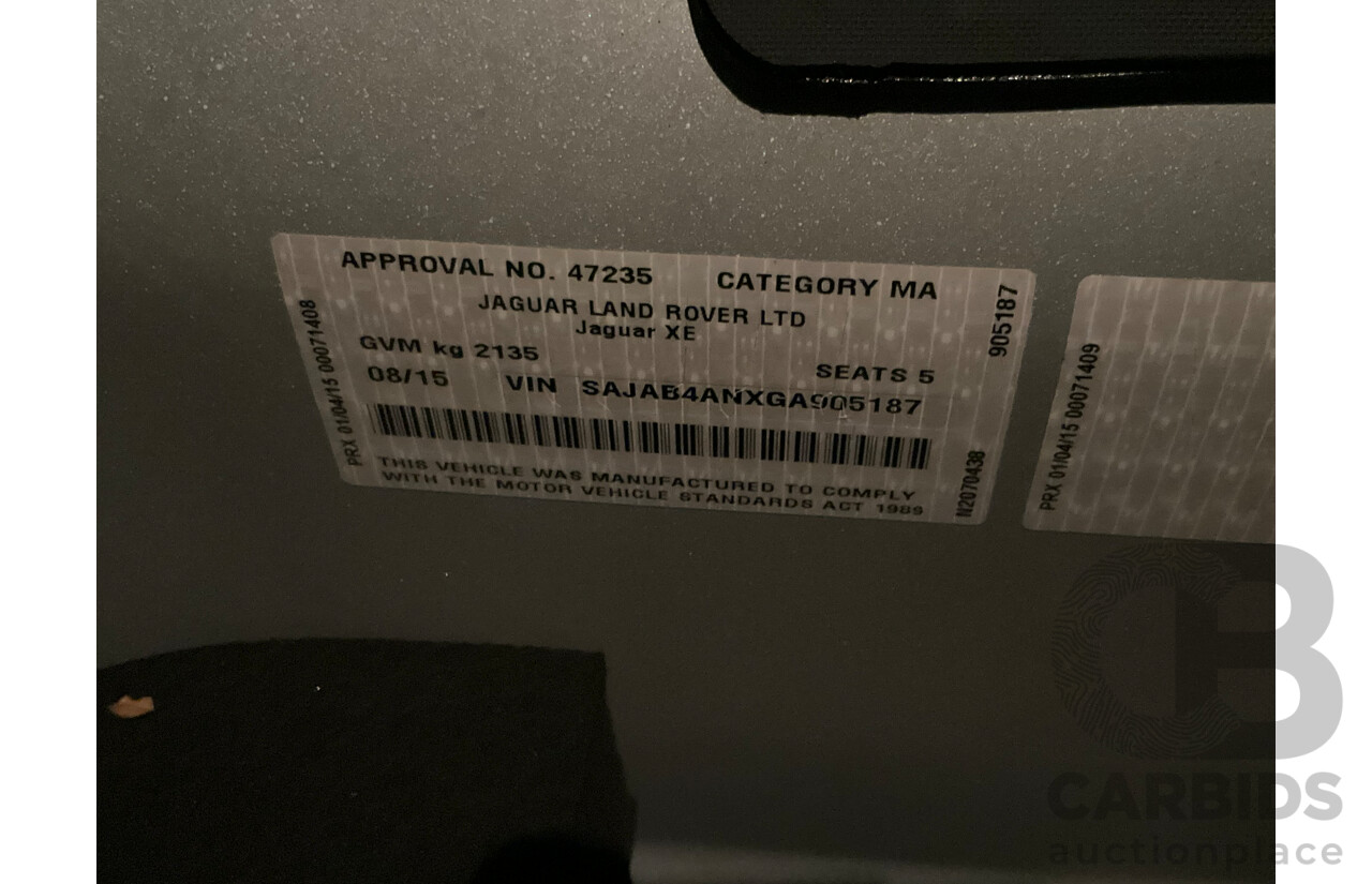 8/2015 Jaguar XE 20d R-Sport 4d Sedan Glacier White Metallic Turbo Diesel 2.0L