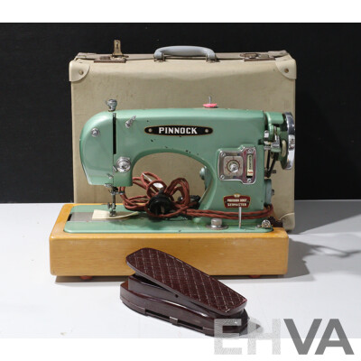 Vintage Pinnock Sewmaster Portable Sewing Machine Along with Singer Model 306K with Instruction Booklet