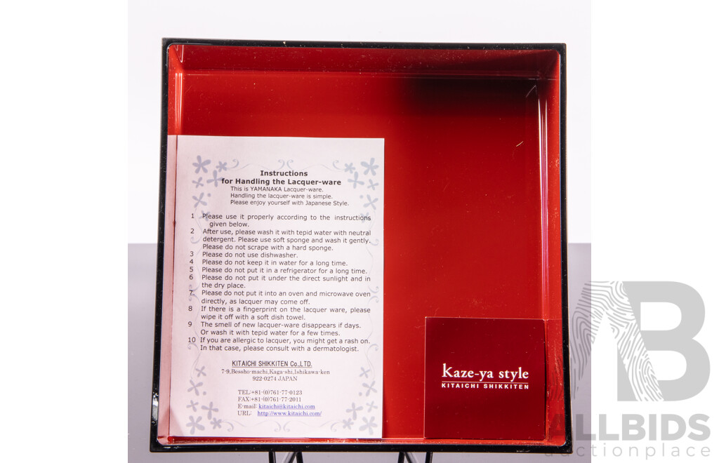 Two Vintage Hand Painted Russian Babushka Dolls, One Wirth Ten Layers, One with Five Layers, Along with Three Level Japanese Lacquer Ware Box