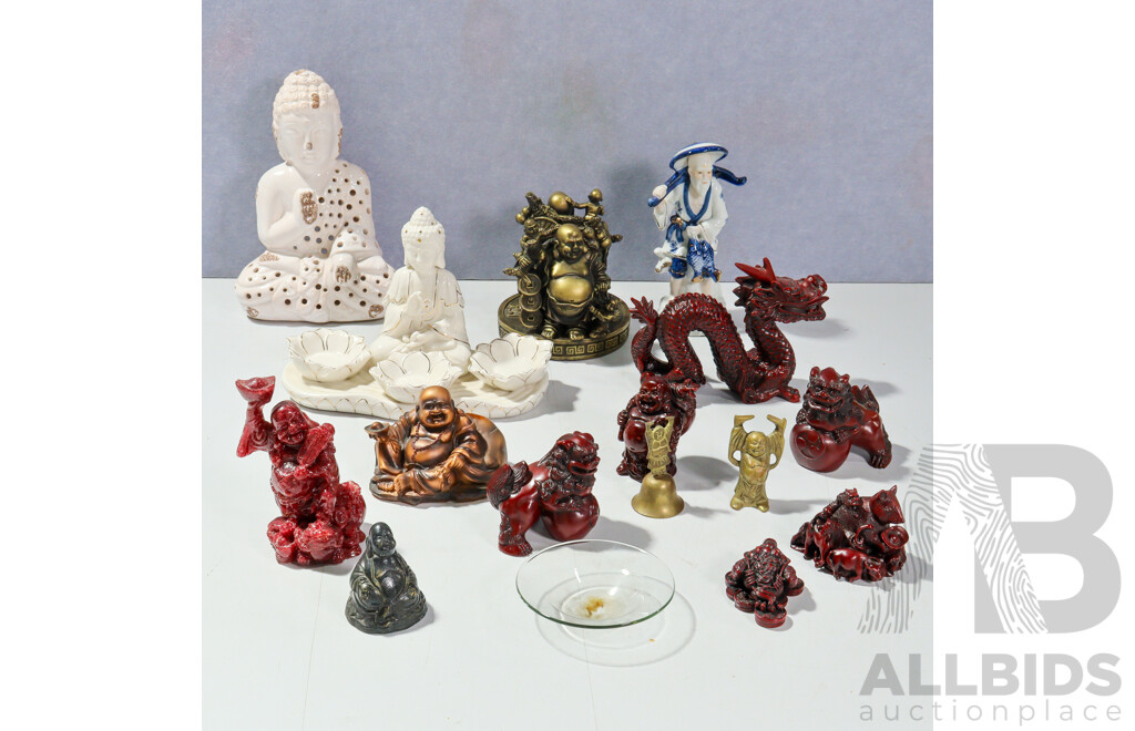 Collection Asian Decorative Items Including Composite Figures, China Figures and More