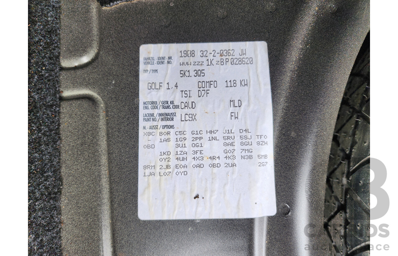 10/2010 Volkswagen Golf 118 TSI Comfortline 1K MY11 5d Hatchback Black 1.4L