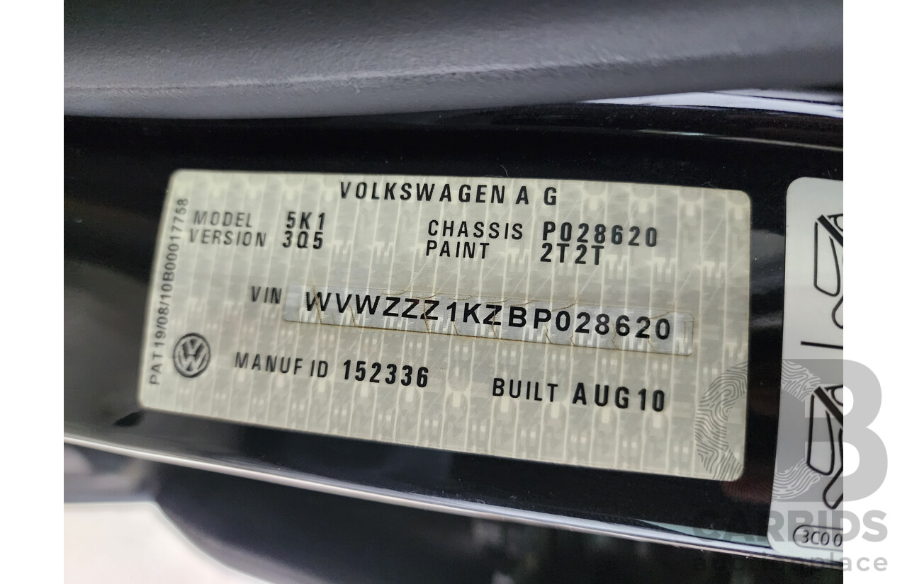 10/2010 Volkswagen Golf 118 TSI Comfortline 1K MY11 5d Hatchback Black 1.4L