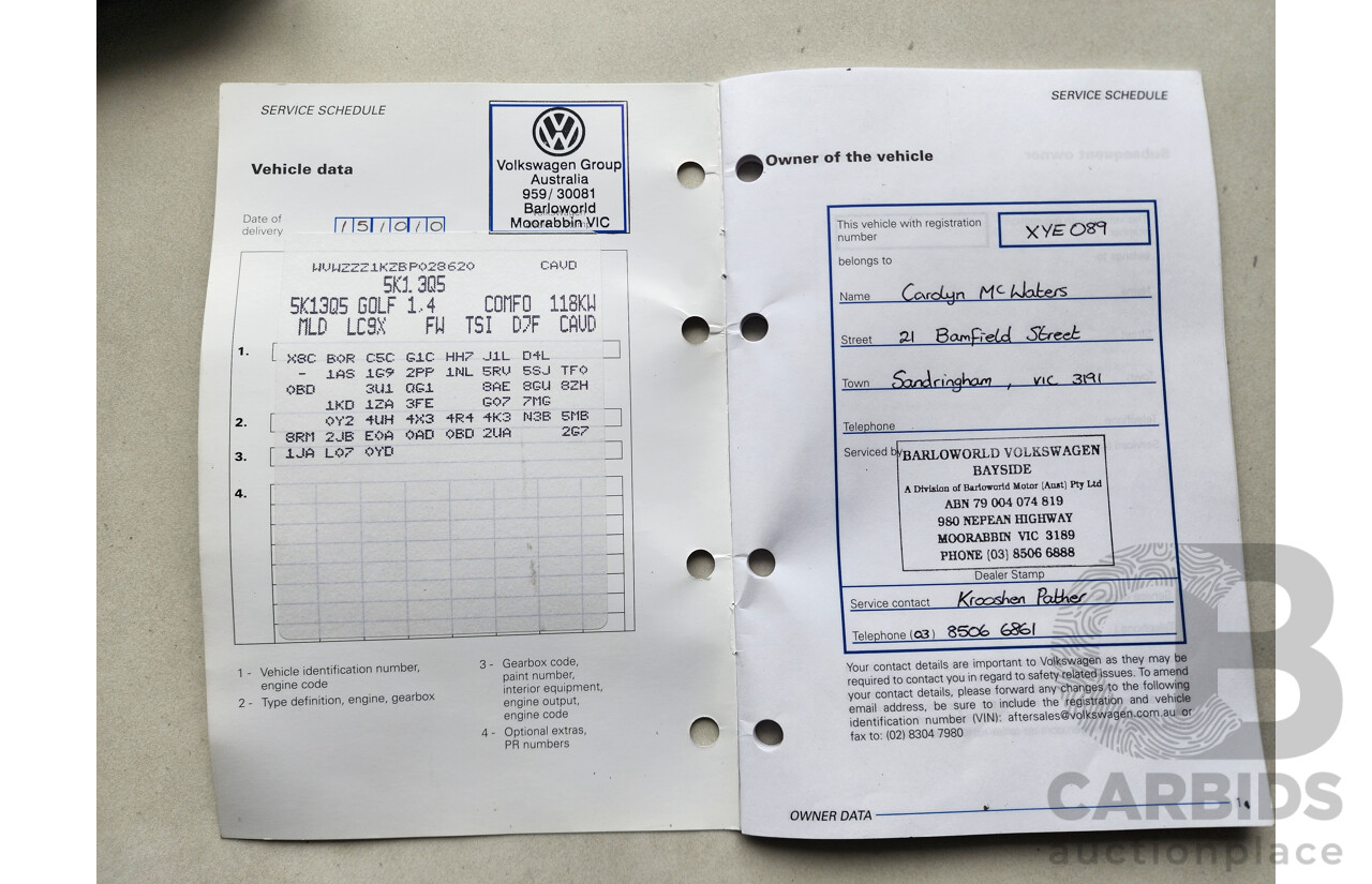 10/2010 Volkswagen Golf 118 TSI Comfortline 1K MY11 5d Hatchback Black 1.4L