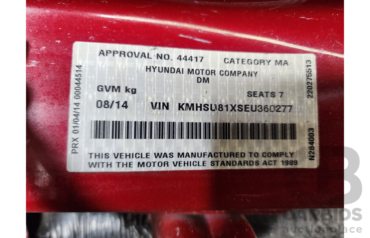 8/2014 Hyundai Santa Fe Elite CRDi (4x4) DM MY15 4d Wagon Red 2.2L