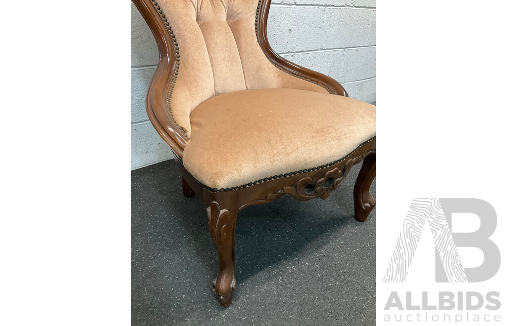 Victorian Spoon -back Chair with Button-Tufted Upholstery