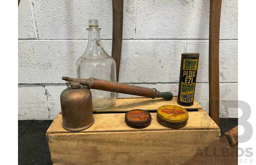 Assorted Vintage Tools - Decor, Including Cast Iron Shoe Anvil, Sprayer, Oil Can and More - Lot of 12