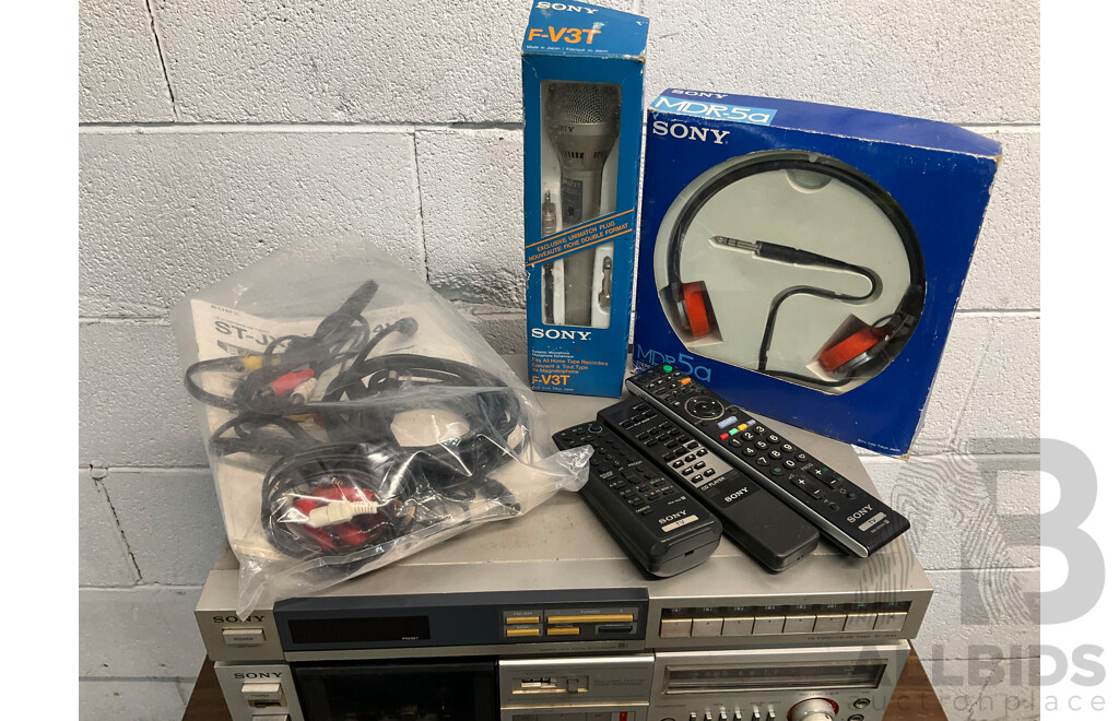 Pair of SONY Speaker &  Assorted Vintage Stereo Equipment, Including SONY, Panasonic and Others