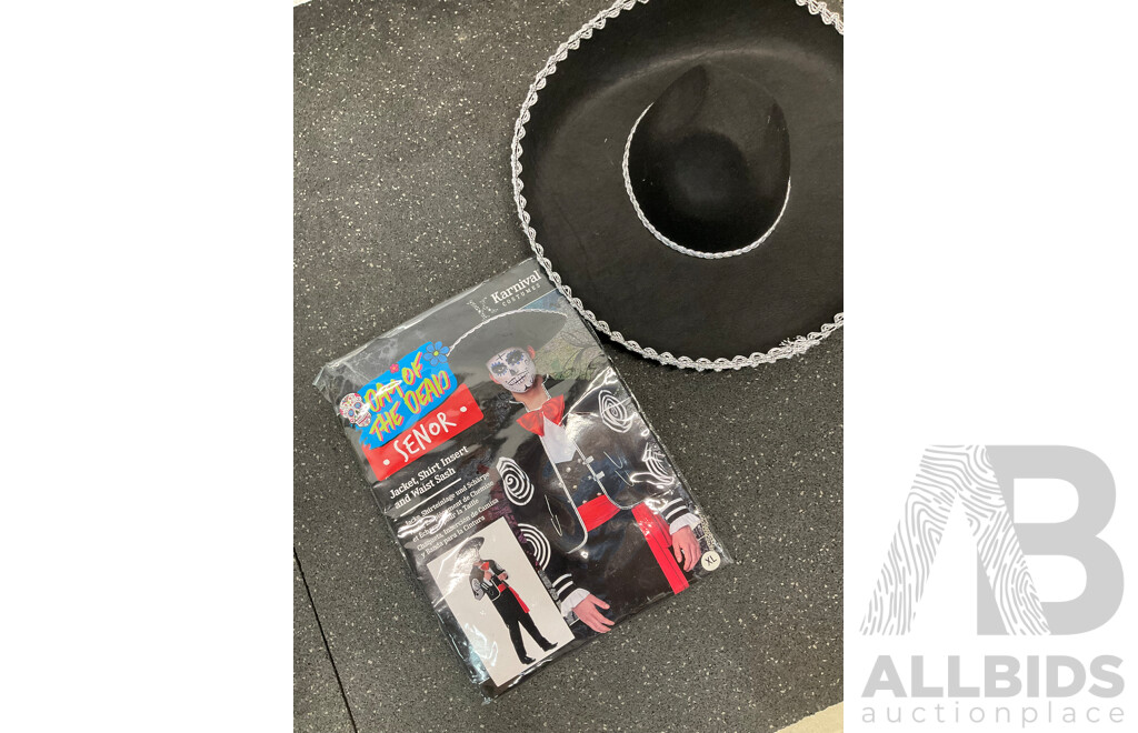 Assorted Adults Costumes, Including Christma Ladies White Angle (S,M,L), Tequila Bottle Costume and Others