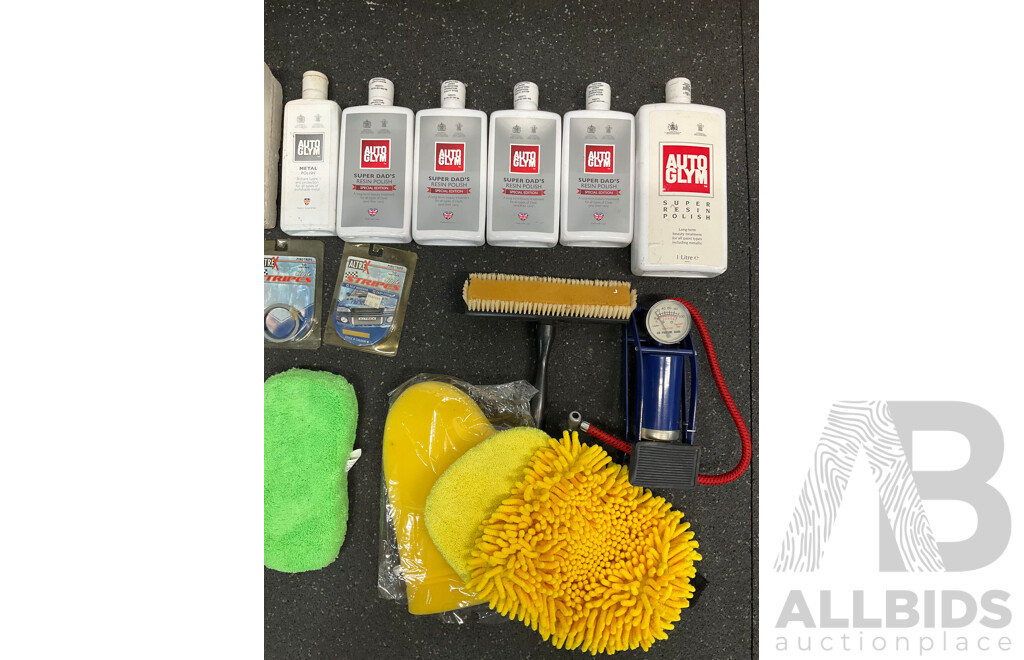 Assorted Car Cleaning Supplies and Multimeters