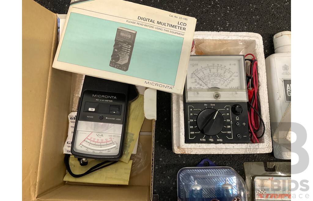 Assorted Car Cleaning Supplies and Multimeters